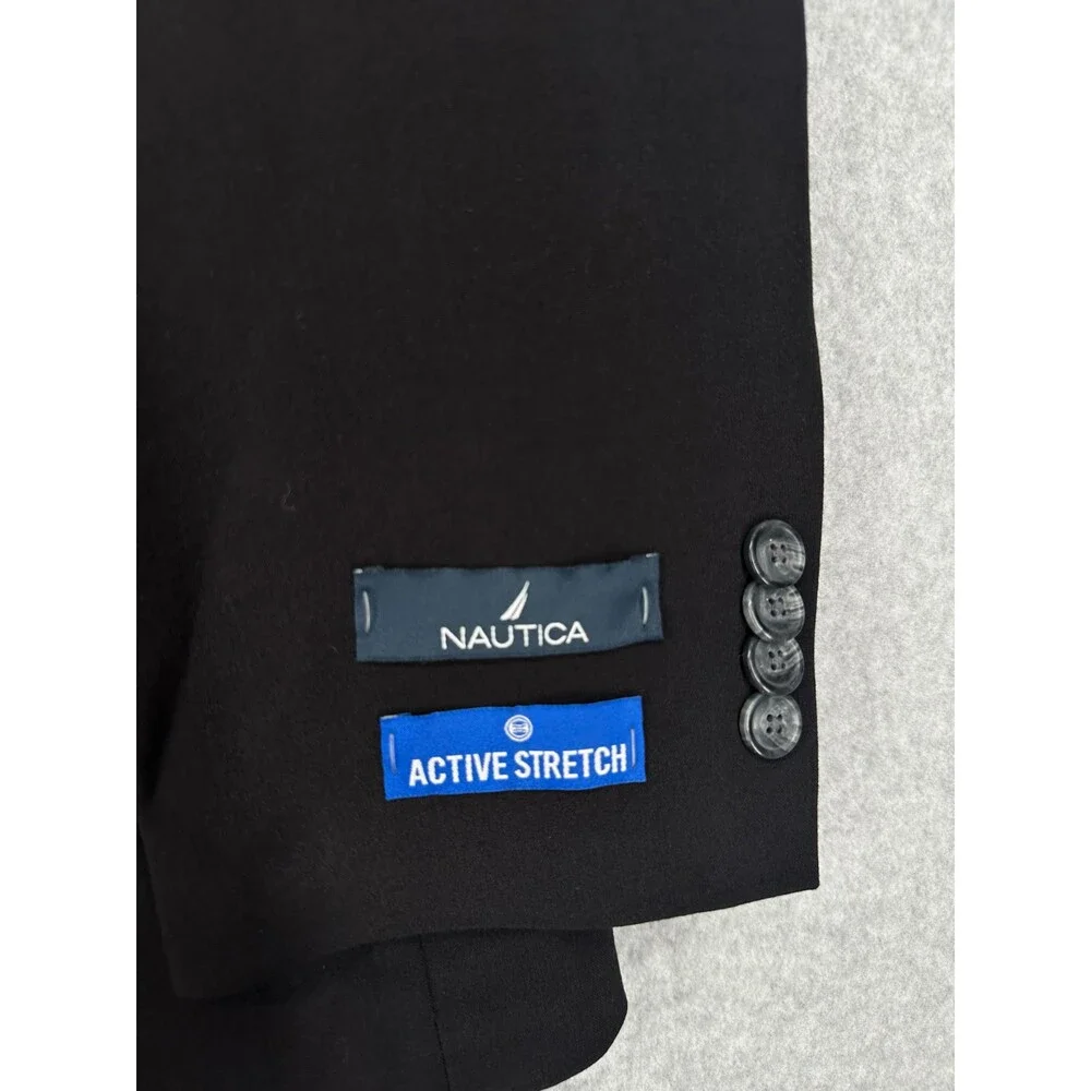 Nautica Men's Suit 46R 40x32 Black Modern Fit Bi-Stretch Performance NWT $395